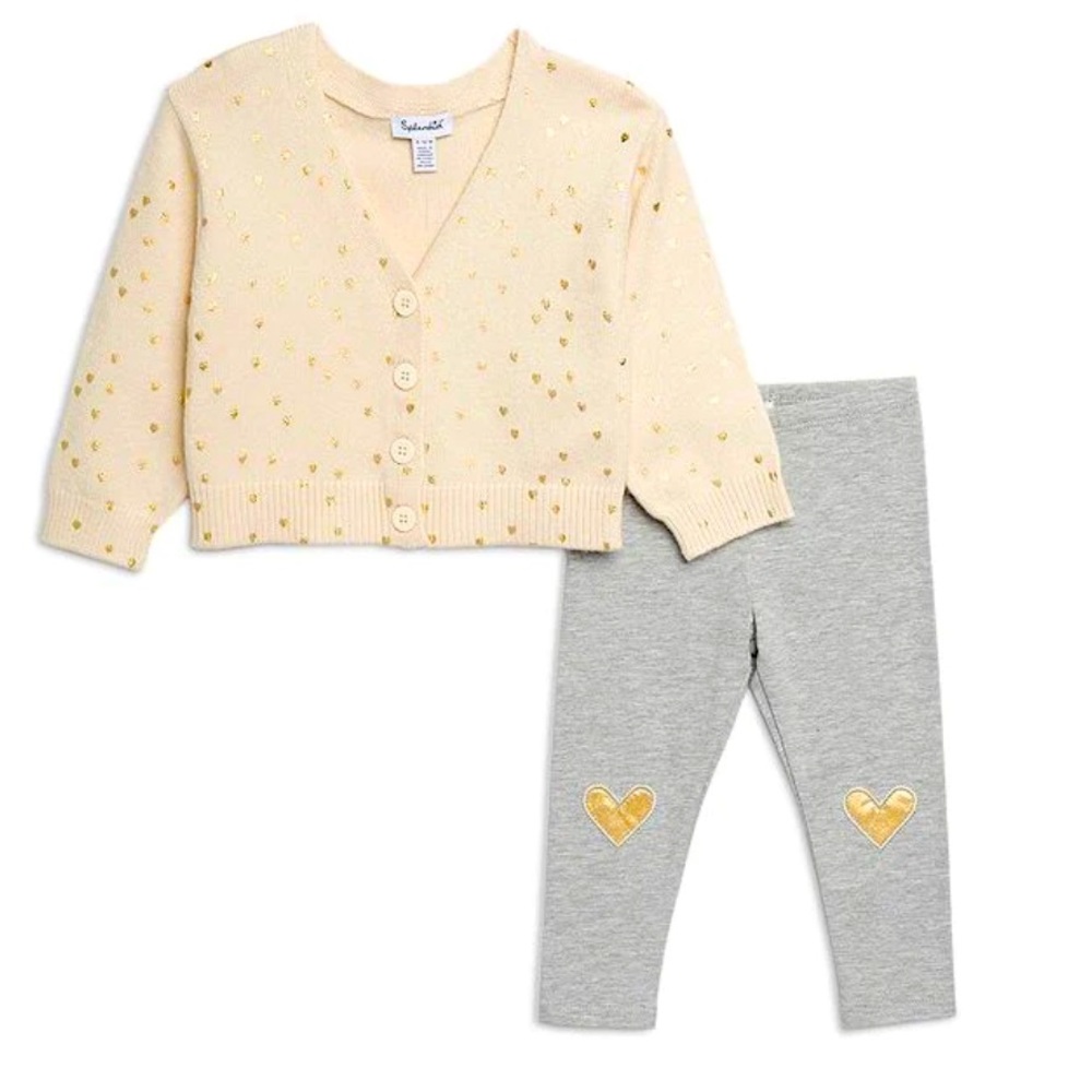Splendid Littles Golden Hearts Sweater Set